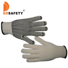 Bulk Custom Logo Design Polka Natural White Cotton Knitted with Palm PVC Dotted Garden Work Hand Gloves Price